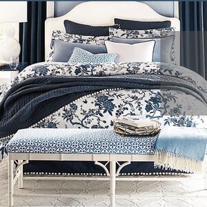 Ballard Designs Indigo  NWOT King size Jardin Toile bedding set